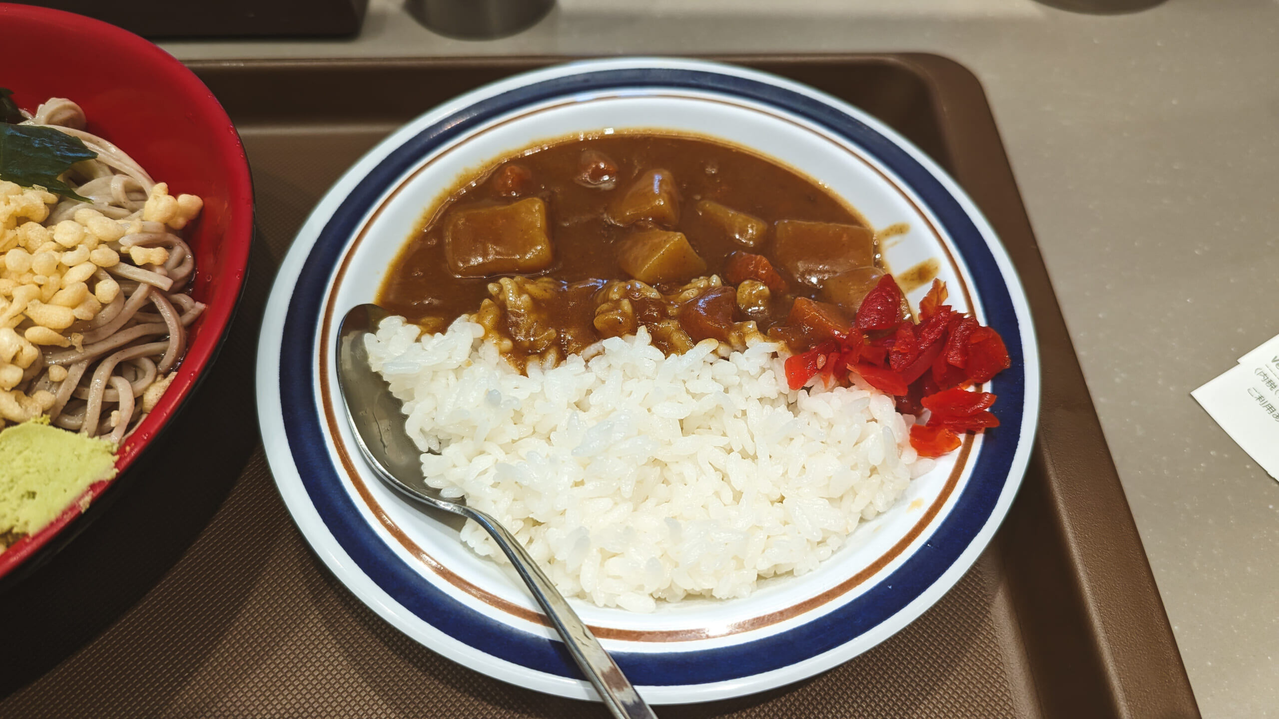 今度こそ蕎麦を「富士そば 赤坂店」の美味しいたぬきそばとミニカレーコンボ 9