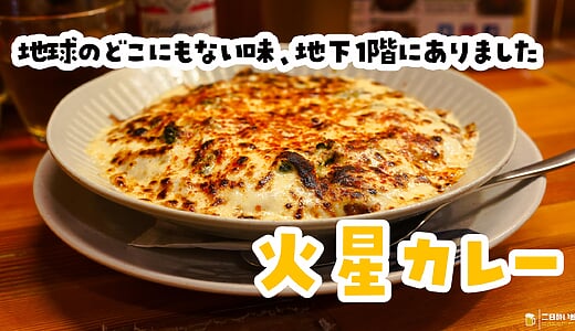 炙ってもらったチーズが堪らない！池袋「火星カレー」の草カレー焼きチーズ